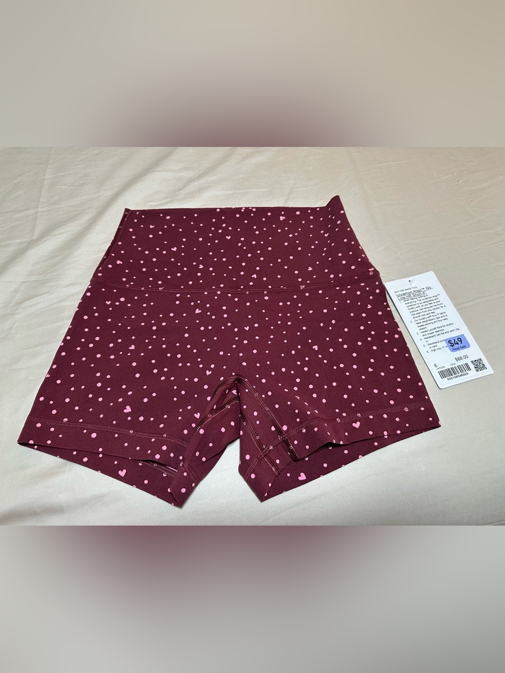 *SOLD OUT*RARE FIND*
High-Waist Burgundy Heart Print Align shorts